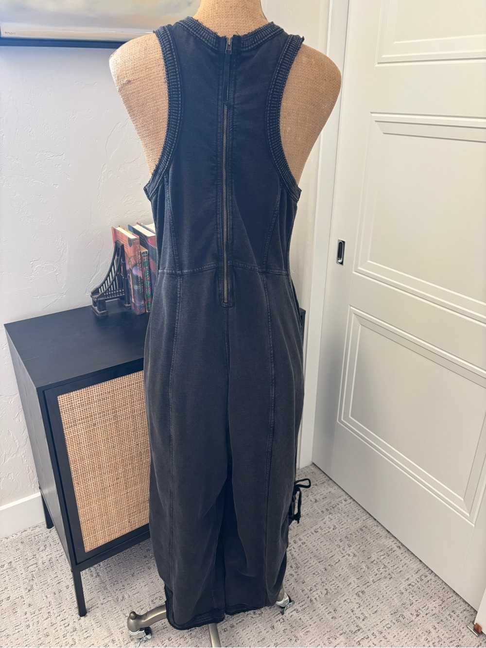 Anthropology Washed Cotton Black Sleeveless Jumper with adjustable leg length - Picture 7 of 11